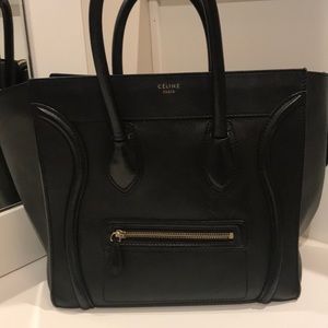 Celine mini luggage black smooth leather